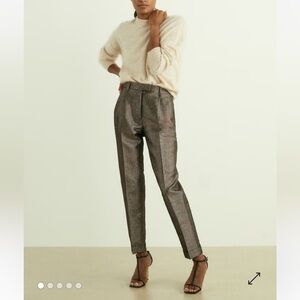 Reiss $159 SIENNA SPARKLE TAPERED TROUSERS IN DARK GOLD